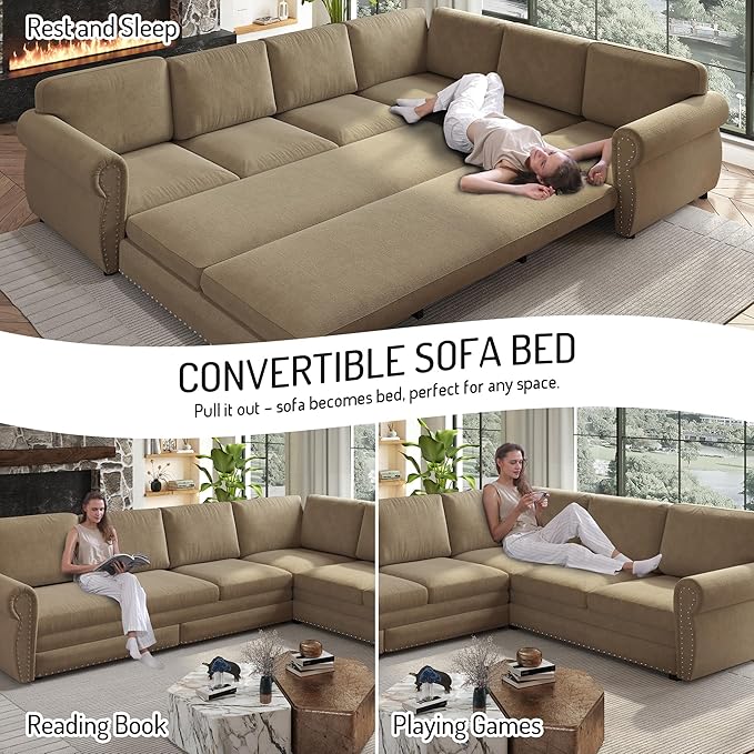118" L-Shaped Sleeper Couch Bed - Image 3