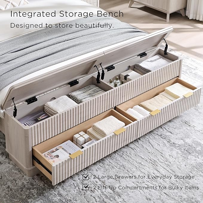 T4TREAM Fluted Queen Size Bed Frame - Image 4
