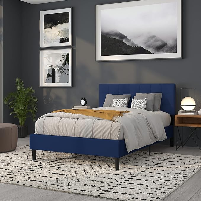 Flash Furniture Bedford Tufted Upholstered Full Size Headboard in Navy Fabric - Image 4