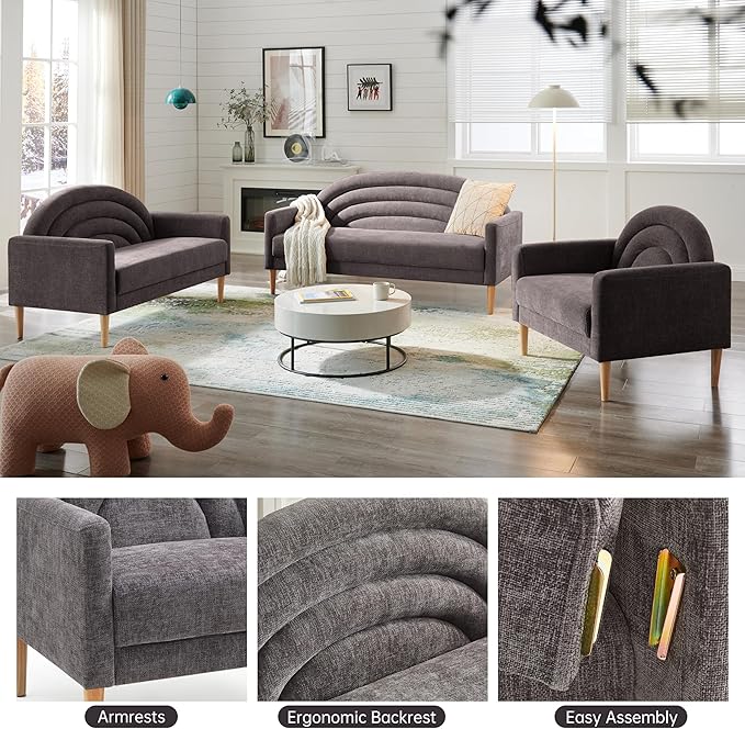 49" Small Loveseat Sofa for Small Spaces, Mid Century Modern Sofa, Linen - Image 8