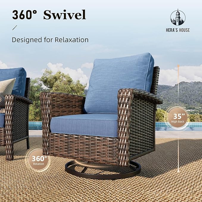 HERA'S HOUSE Patio Furniture Set, 6 Pieces Outdoor Wicker Conversation Sets - Image 2