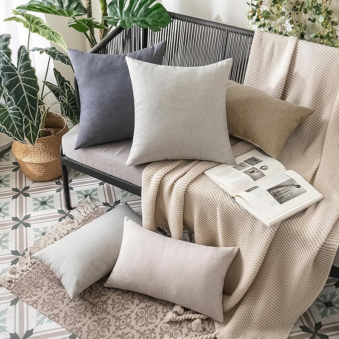 MIULEE Pack of 2 Decorative Outdoor Solid Waterproof Throw Pillow Covers Faux - Image 5