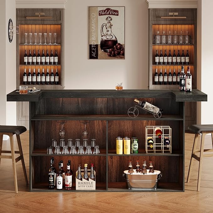 Tribesigns 4-Tier Bar Table, 70.9-Inch Large Wooden Home Bar Unit - Image 2