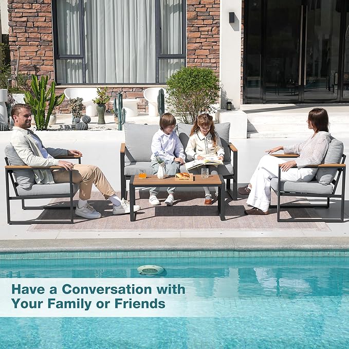Patio Furniture Set, 4 Pieces Outdoor Patio Furniture - Image 3