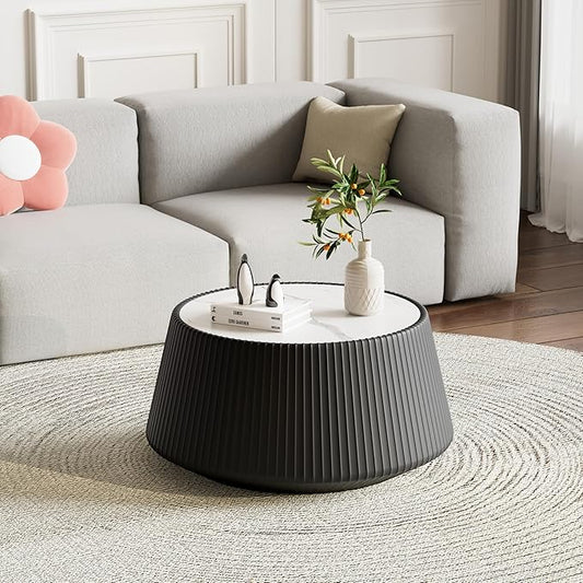26.77" Marble Coffee Table, Modern Cup Shaped Coffee Table by Henf