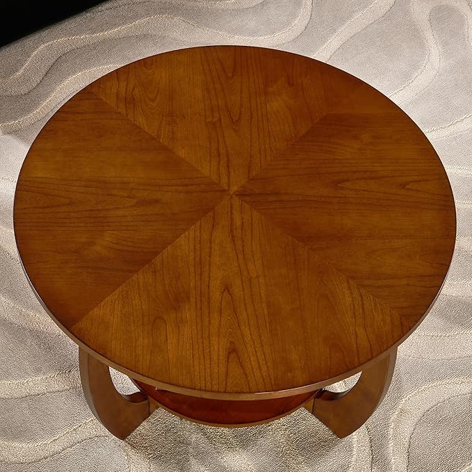 Round Solid Wood Coffee & End Table Set, 3-Piece Solid Wood Living Room Table - Image 9