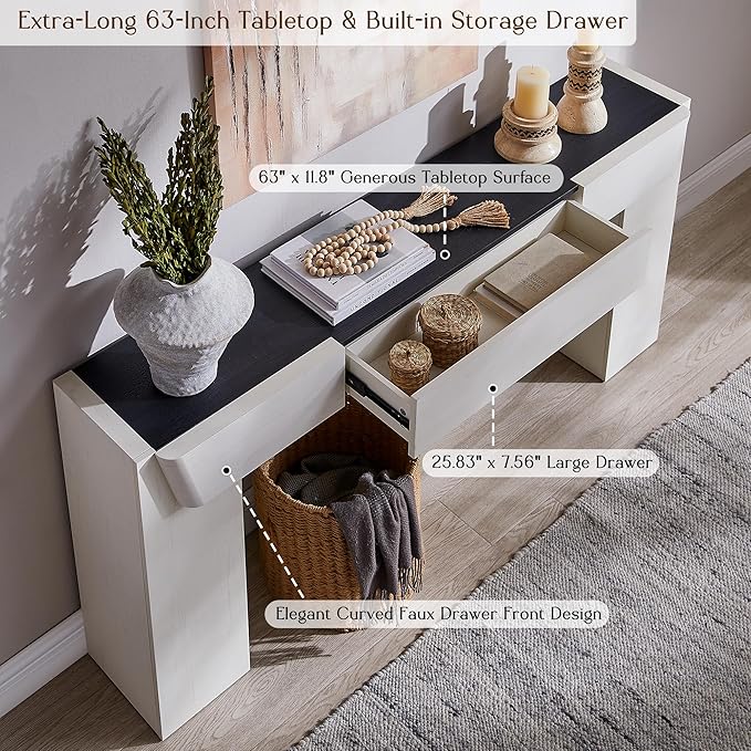 JXQTLINGMU 63" Long Wood Console Table - Image 3