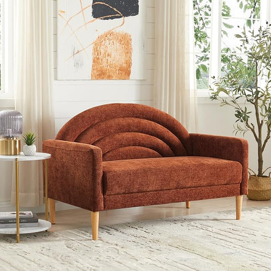 49" Small Loveseat Sofa for Small Spaces, Mid Century Modern Sofa, Linen by QNZK