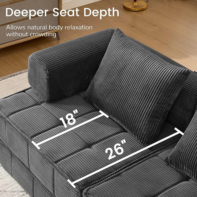 Korser Folding Convertible Sofa Bed, Corduroy Upholstered Boneless Couch - Image 7