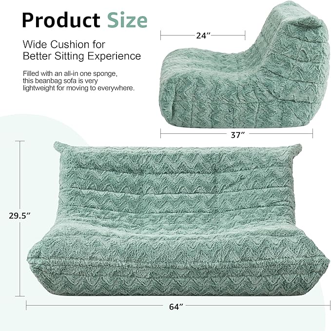 Bean Bag Chairs for Adults Giant Bean Bag Chair Memory Foam BeanBag Chair Bean - Image 2