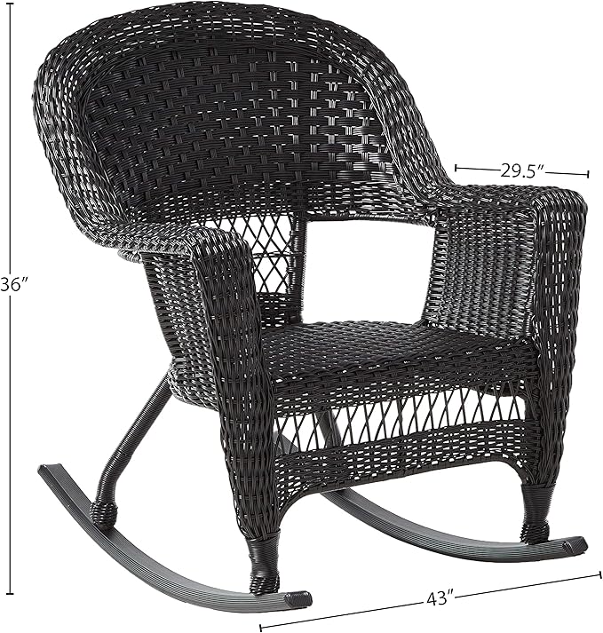 Jeco 3 Piece Rocker Wicker Chair Set - Image 3
