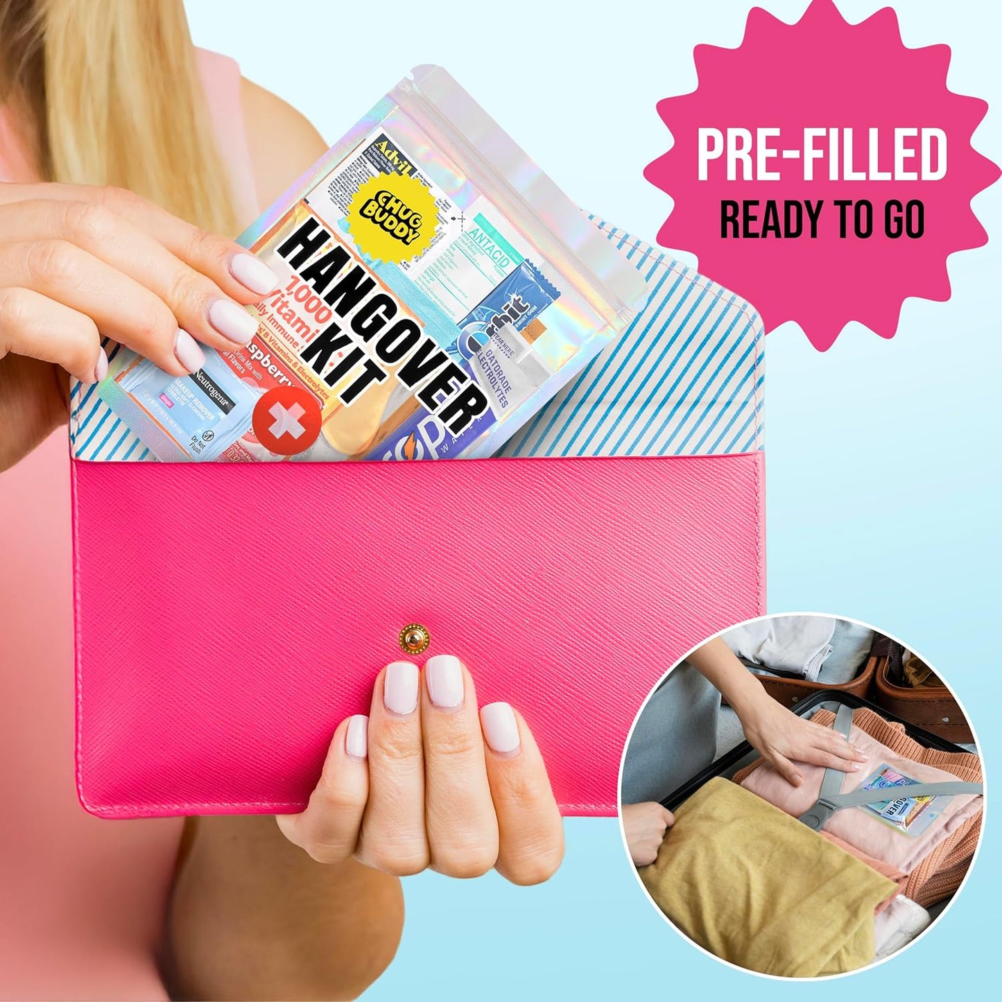 1 Pre-Filled Hangover Kit for Bachelorette Party Favors, 21st Birthday Gifts, Bridesmaid Gifts & Girls' Trips | Hangover Kit Bags & Supplies for Parties & Corporate Events