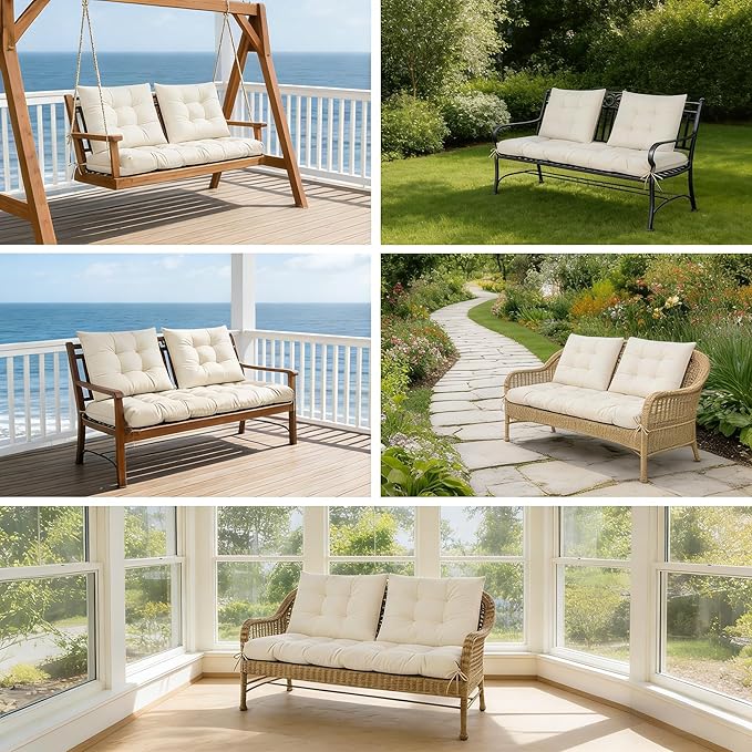 3 Pcs Wicker Chair Cushions Patio Loveseat Chaise Cushion Set - Image 6