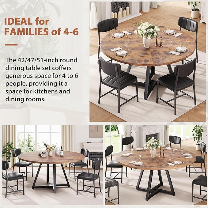 Jocoevol 51“ Round Kitchen Dining Room Table - Image 8
