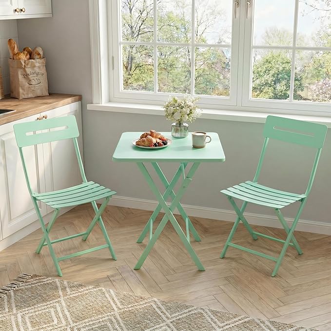 GarveeTech 3-Piece Folding Bistro Set, Heavy Duty Outdoor Patio Furniture - Image 4