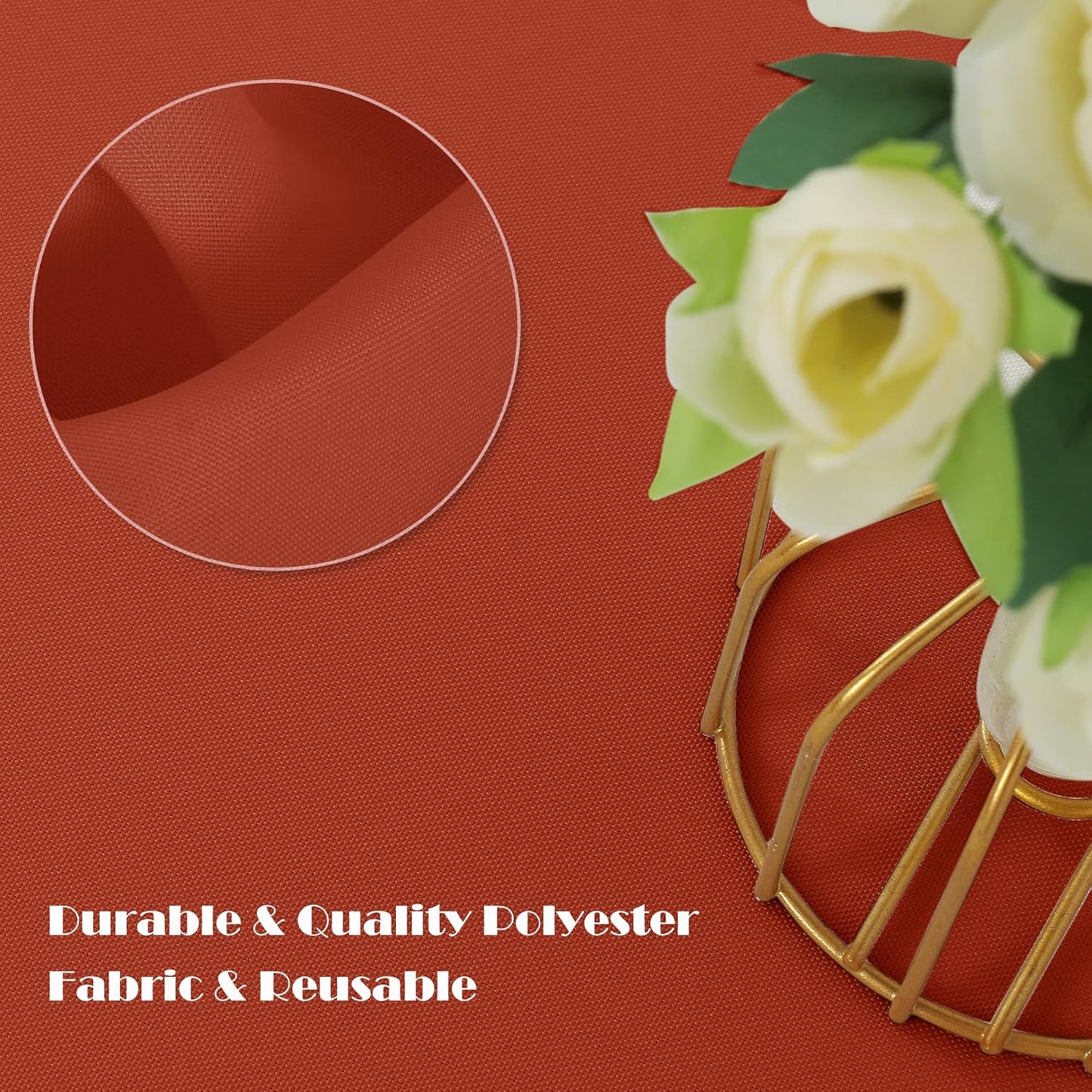 sancua 6 Pack Rust Tablecloth 60 x 102 Inch, Rectangle Thanksgiving Burnt Orange Table Cloth for 6 Feet Tables - Stain and Wrinkle Resistant Washable Polyester Table Cover for Dining Parties Camping