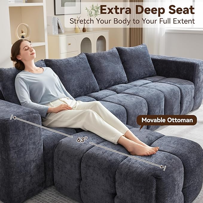160" Boneless U-Shaped Sofa Couch - Image 4