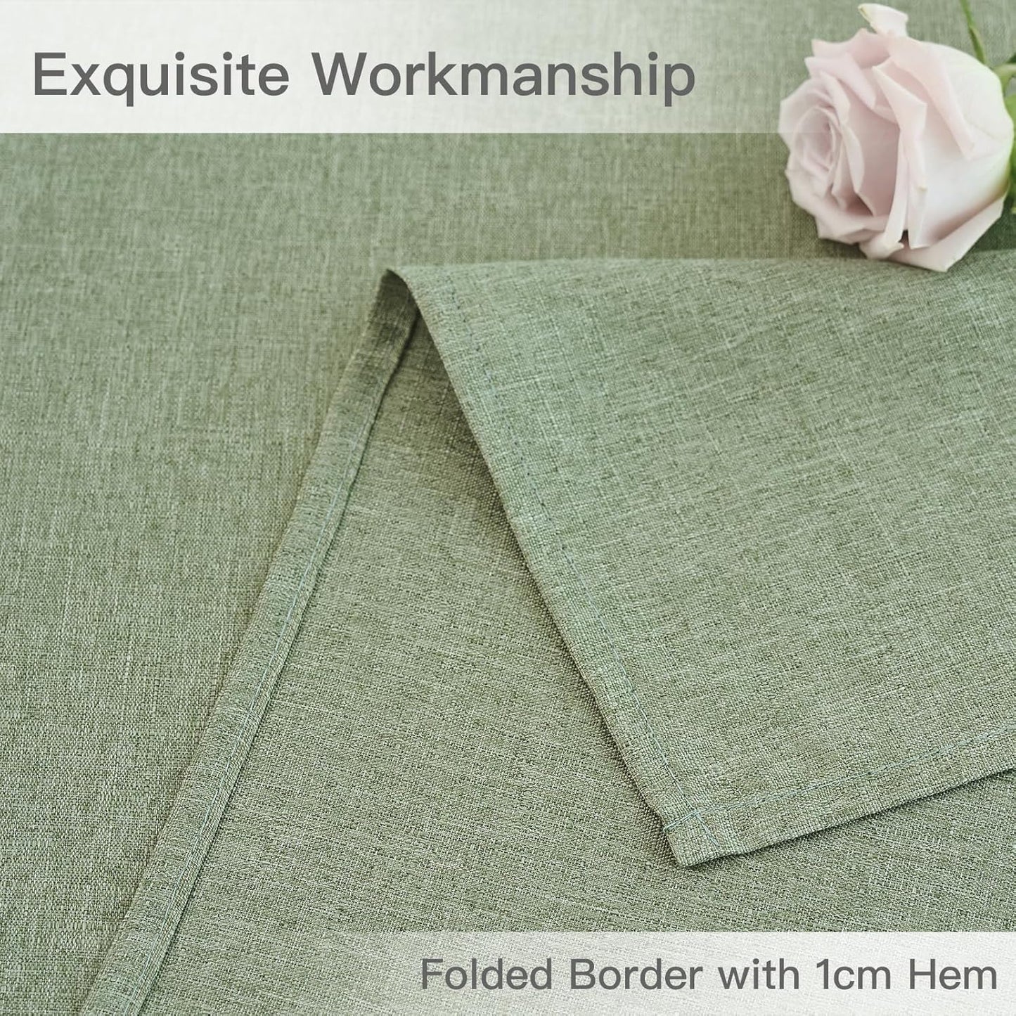 maxmill Linen Textured Rectangle Tablecloth Water Resistant Wrinkle Free Spill-Proof Stain Proof Table Cloth for Dining Room Decoration Banquet Party Wedding Holiday Dinner, 52 x 84 Inch Sage Green