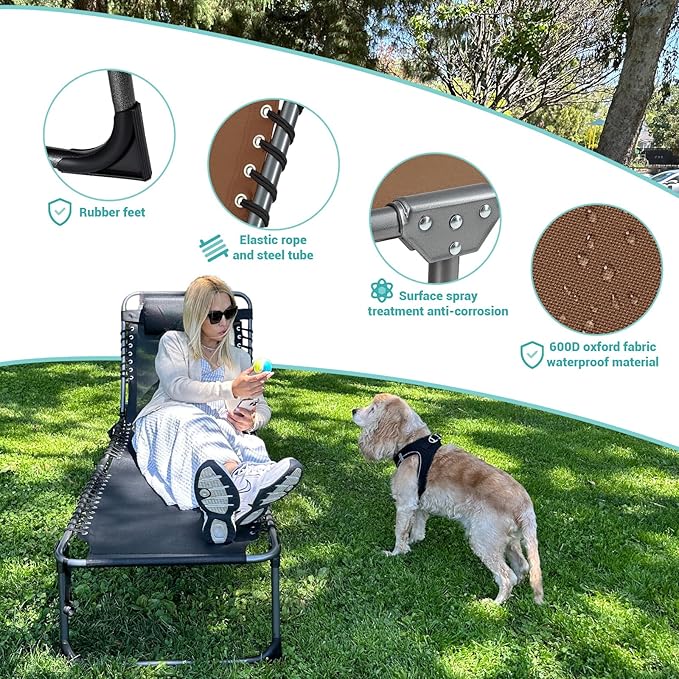 #WEJOY Folding Lounge Chair Outdoor, 5-Position Adjustable Sunbathing Tanning - Image 5