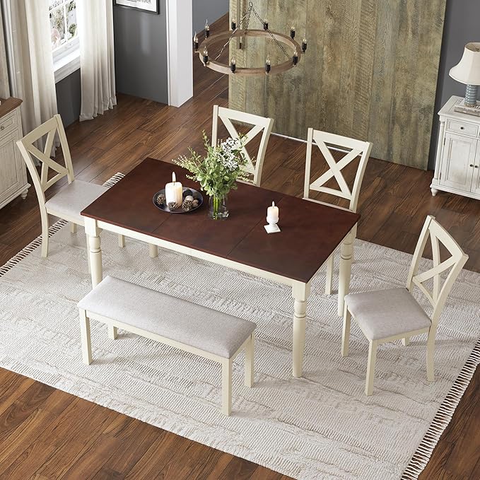 AMERLIFE 6-Piece Farmhouse Dining Table Set - Image 8