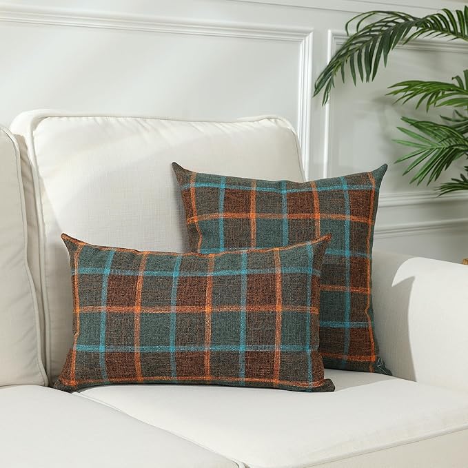 Stellhome Pack of 2 Faux Linen Buffalo Check Throw Pillow Covers, Farmhouse - Image 6