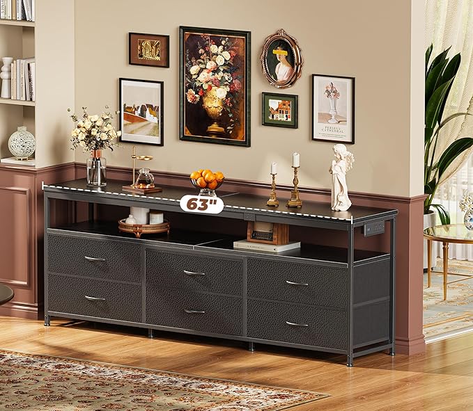 Huuger 63 Inch TV Stand for 55, 70 Inch TV, Long Dresser TV Stand for Bedroom - Image 8