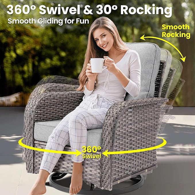 ovios 9 Pieces Patio Furniture Set, Outdoor Wicker Sofa Couch - Image 2