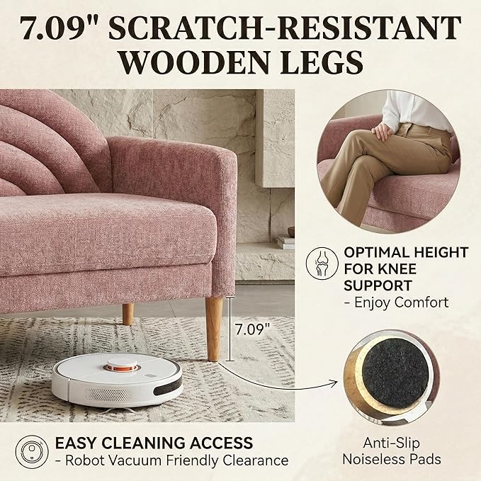 49" Small Loveseat Sofa for Small Spaces, Mid Century Modern Sofa, Linen - Image 7