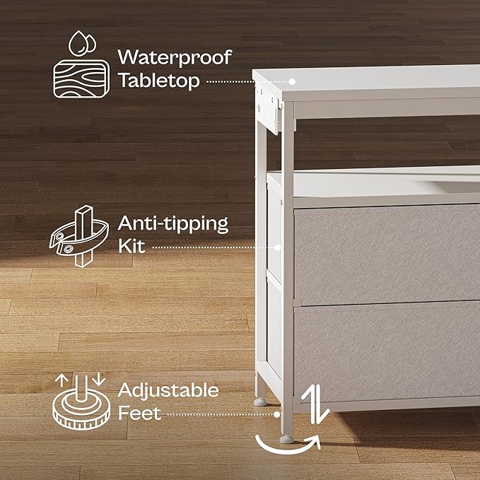Huuger LED TV Stand for Bedroom, 55 Inch Fabric Dresser - Image 8