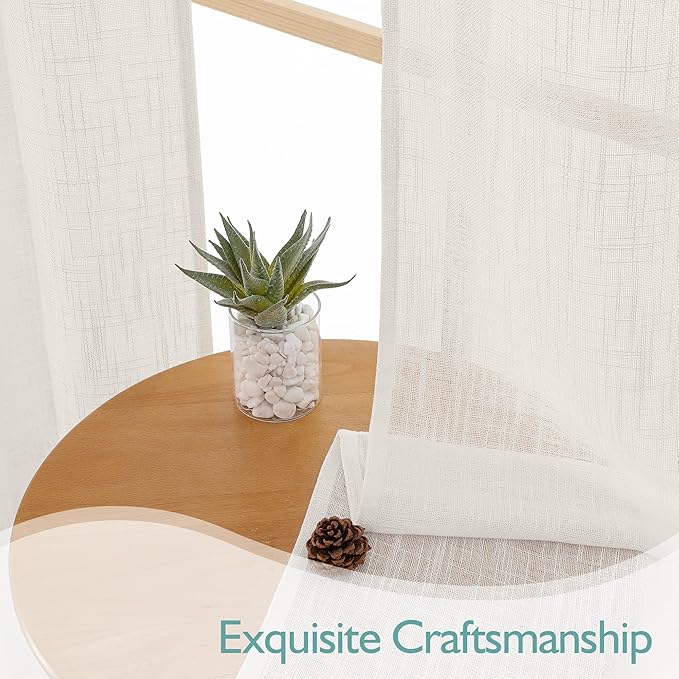 Chyhomenyc Semi Sheer Curtains 84 Inches Long 2 Panels Set, Light Filtering - Image 6