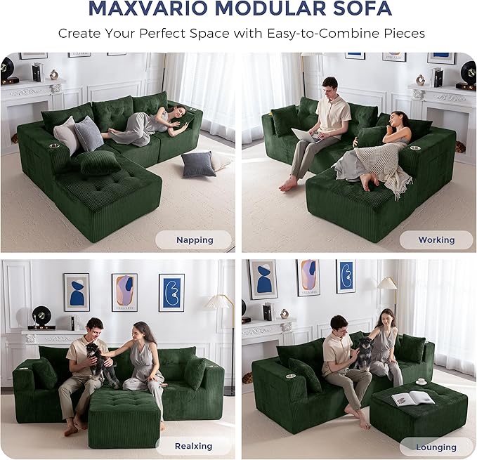 MAXYOYO Modular Sectional Sofa Couch, L Shaped Modern Cloud Couch - Image 3