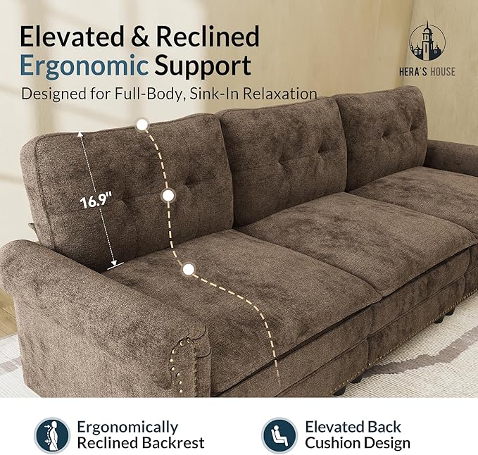 HERA'S HOUSE 116.11" Mid-Century Modern Couch, Oversized Sectional Couch - Image 9
