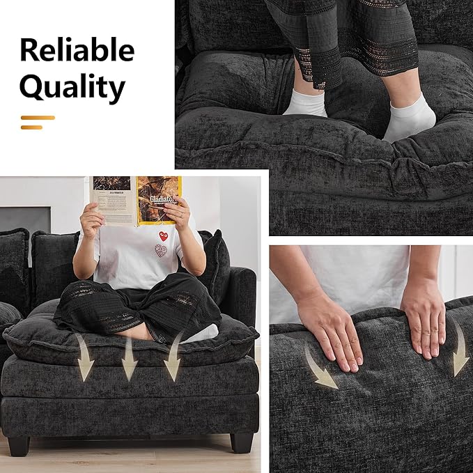 113'' V Shaped Cloud Sectional Sofa, Oversized Deep Seat Couches - Image 5