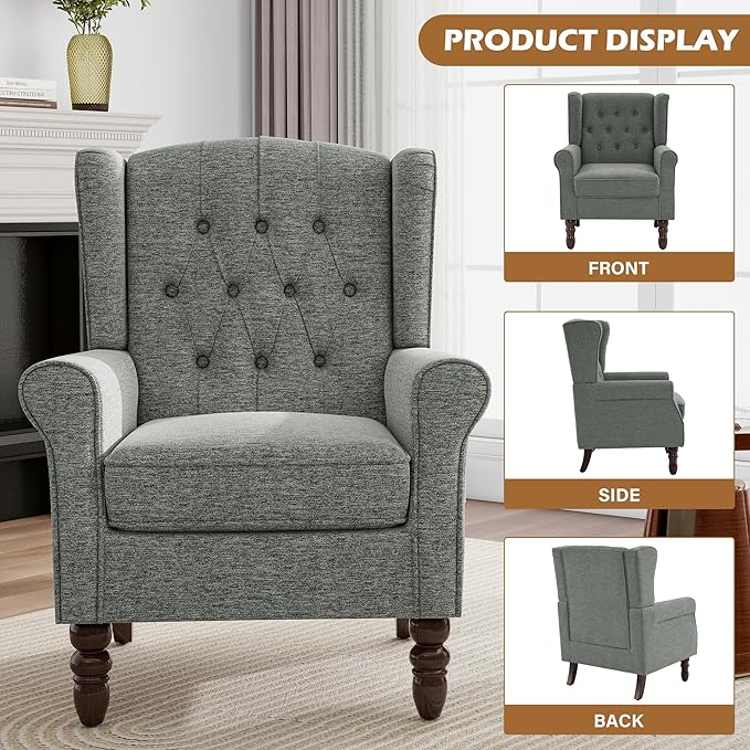 Pia Ricco Mid-Century Modern 2-Piece Wingback Chair Set - Image 3