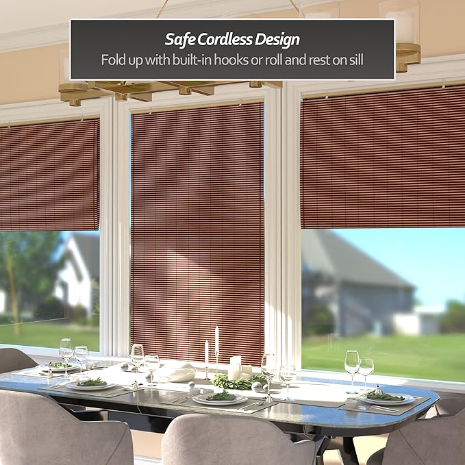 Red Lantern Bamboo Cordless Window Shade - Image 3