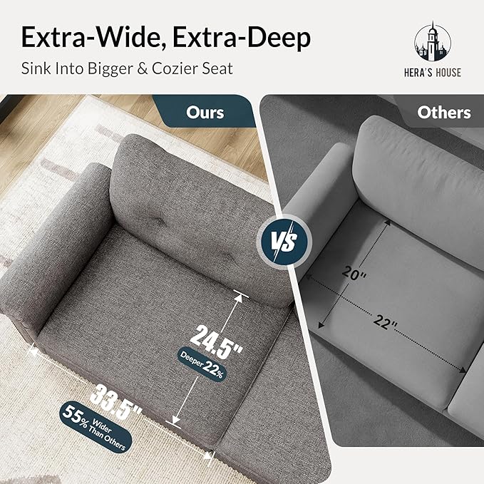 HERA'S HOUSE 3 Pieces Modular Sectional Sofa Sets, Oversized Couch Set - Image 3