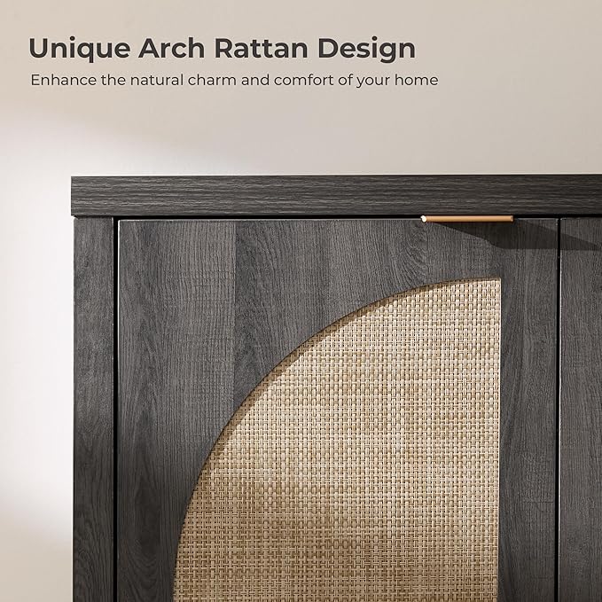 SICOTAS Rattan Sideboard Buffet Cabinet - Image 6