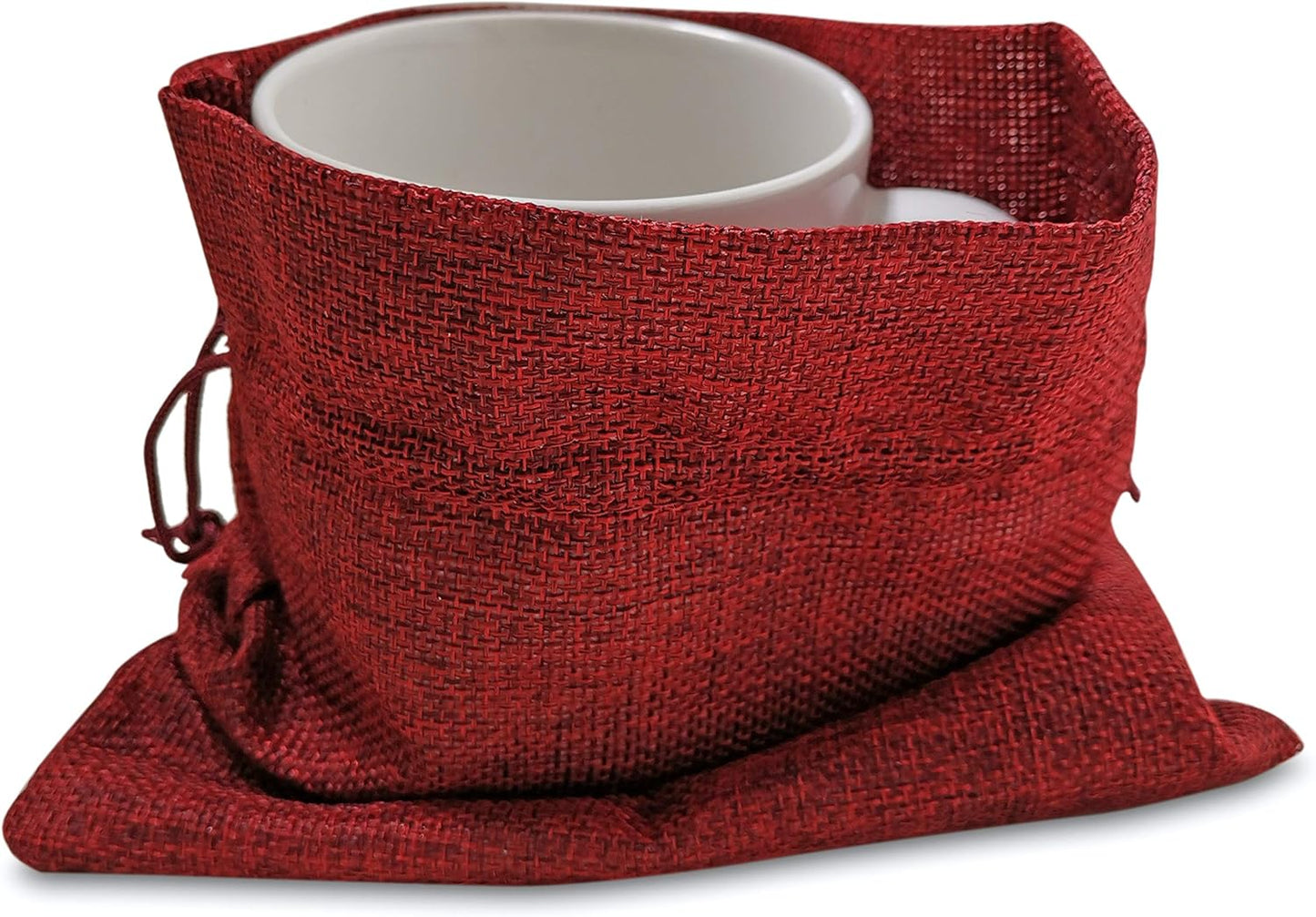 Supply Friend 50 Red Burlap Bags with Drawstring, 7x10 Inch Gift Bag Bulk Pack for Mugs, Mason Jars, Christmas, Wedding Party Favors, Jewelry and Treat Pouches