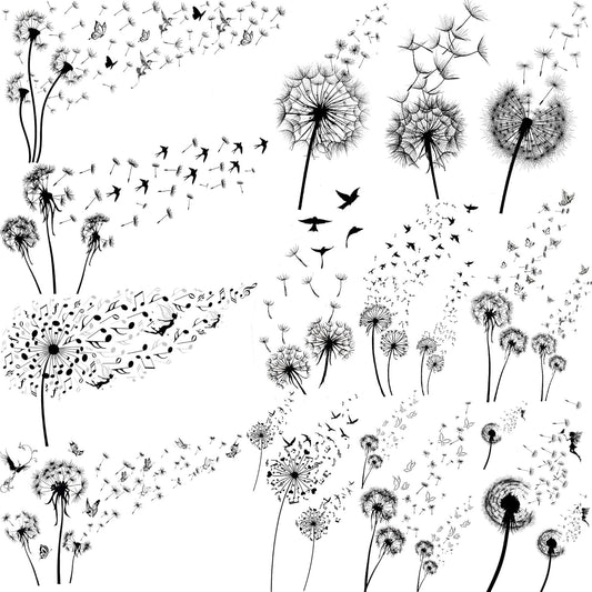 13 Sheets Beautiful Dandelion Temporary Tattoos For Women Realistic Flying Dandelion Birds Butterfly Fake Tattoos Flowers For Girls Kids Hand Wrist Neck Decoration Temp Tatoos Temporary Sticker