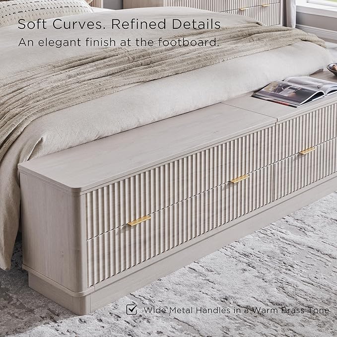 T4TREAM Fluted King Size Bed Frame - Image 6