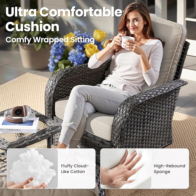 ovios 8-Piece Patio Furniture Set, Outdoor Wicker Sofa - Image 5