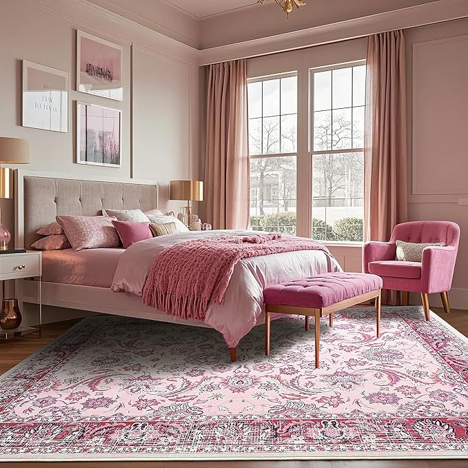 Area Rugs for Living Room, Washable 5x7 Area Rug for Bedroom, Floral Non-Slip - Image 6