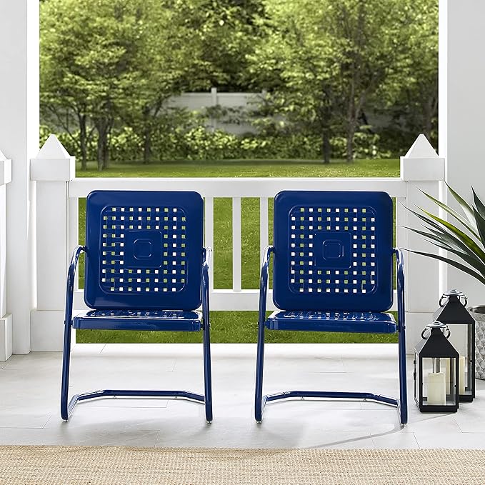 Crosley Furniture Bates 2-Piece Outdoor Chair Set, Retro Metal Patio Chairs - Image 6