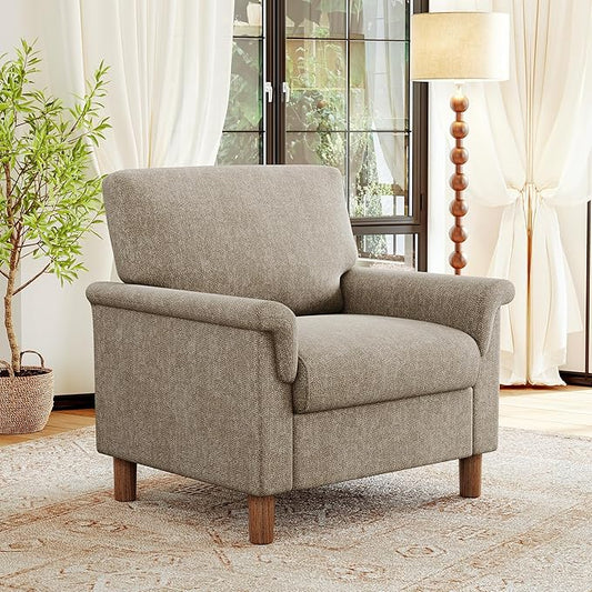 Mid Century Modern Accent Chair, Chenille Comfy Living Room Arm Chairs by ErdoruLiving