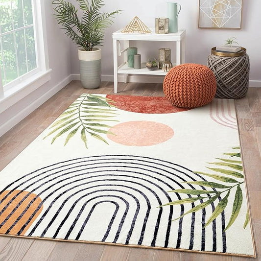 RoomTalks Boho Cute 3x5 Small Area Rugs Washable, Modern Abstract Geometric by RoomTalks