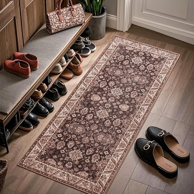 Washable Runner Rug, 2x6Ft Floral Runners - Image 8