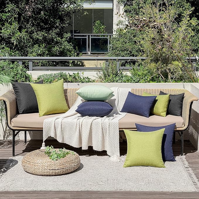 MIULEE Pack of 2 Decorative Outdoor Solid Waterproof Throw Pillow Covers Faux - Image 6