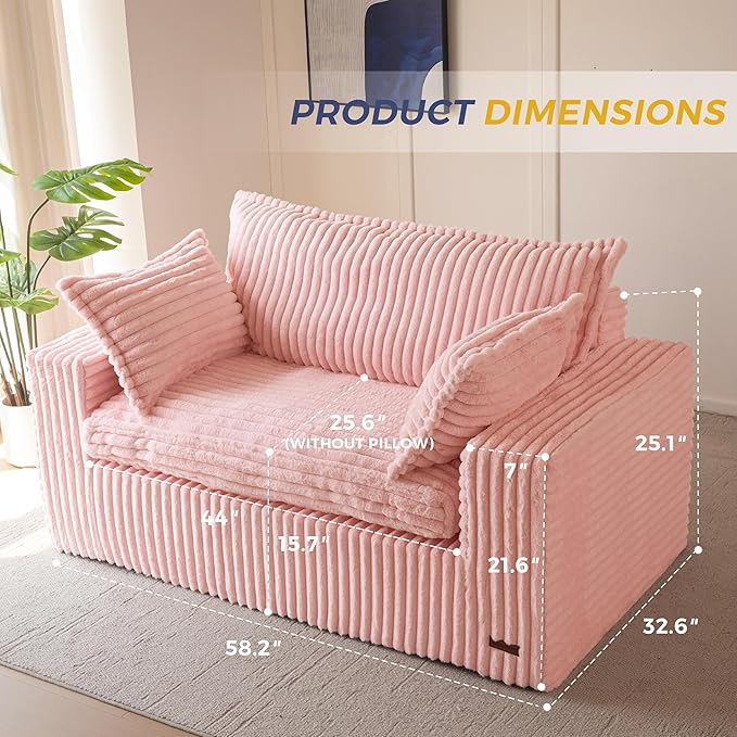 MAXYOYO 59" Bean Bag Sofa Couch, Loveseat Boneless Couch in a Box, Upholstered - Image 2