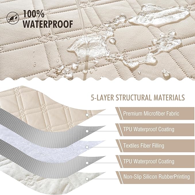 Genina Waterproof Couch Cover, Washable Anti-Slip 78inch Sofa Covers - Image 5
