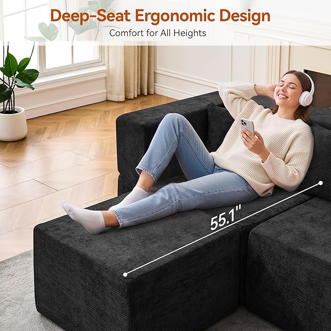 MONVANE Modular Sectional Sofa, Oversized 10 Seat Convertible U Shaped Couch - Image 4